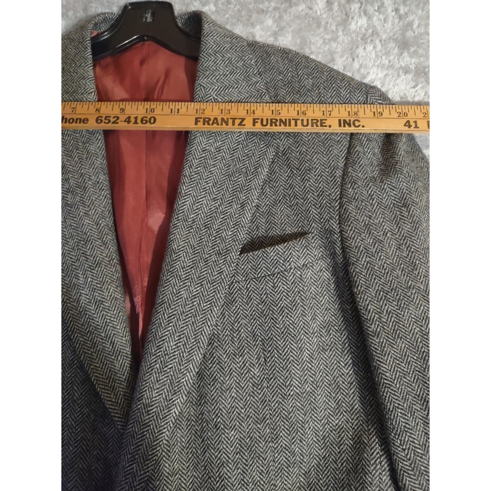 BOTANY 500 Mens 40R Herringbone Tweed Blazer Jacket Red Lining Made USA 009229
